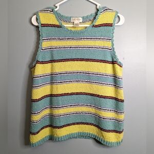 Kim Rogers 100% Cotton Striped Sweater Vest Tank Top Size Large